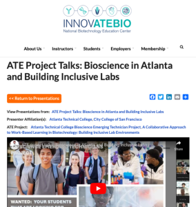 Screenshot for ATE project talks: Bioscience in Atlanta and Building Inclusive Labs