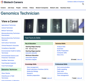 Screenshot for Biotech Careers: Genomics Technician