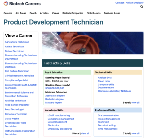 Screenshot for Biotech Careers: Product Development Technician