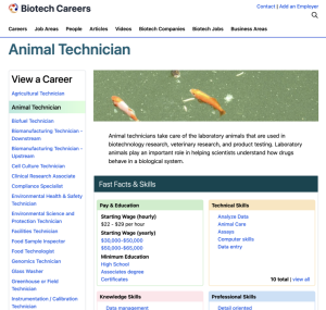 Screenshot for Biotech Careers: Animal Technician