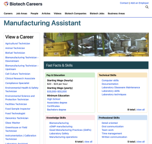 Screenshot for Biotech Careers: Manufacturing Assistant