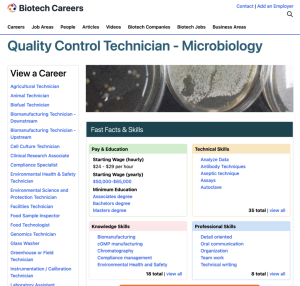 Screenshot for Biotech Careers: Microbiology Quality Control (QC) Technician