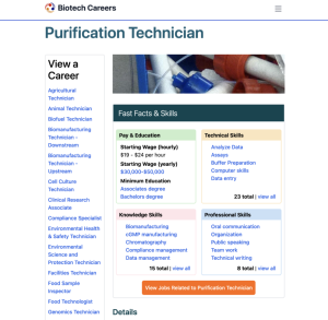 Screenshot for Biotech Careers: Purification Technician
