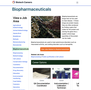 Screenshot for Biotech Careers: Biopharmaceuticals