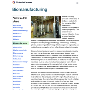 Screenshot for Biotech Careers: Biomanufacturing