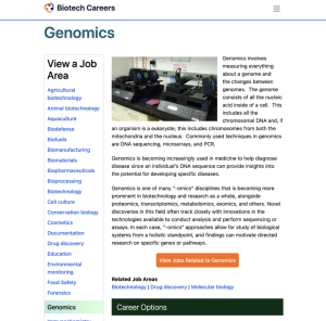 Screenshot for Biotech Careers: Genomics