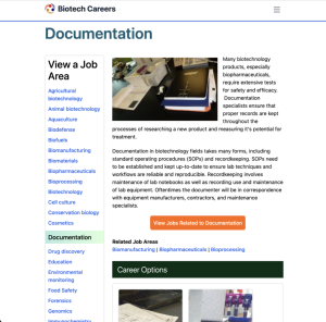 Screenshot for Biotech Careers: Documentation