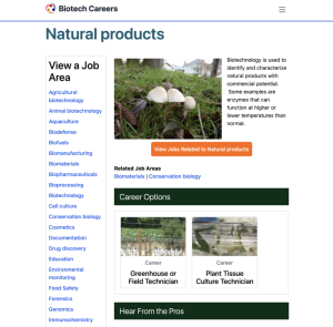 Screenshot for Biotech Careers: Natural Products