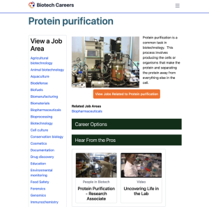 Screenshot for Biotech Careers: Protein Purification