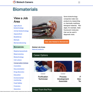 Screenshot for Biotech Careers: Biomaterials