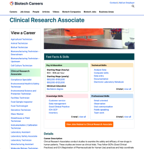 Screenshot for Biotech Careers: Clinical Research Associate