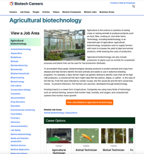 Screenshot for Biotech Careers: Agricultural Biotechnology