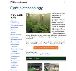 Screenshot for Biotech Careers: Plant Biotechnology
