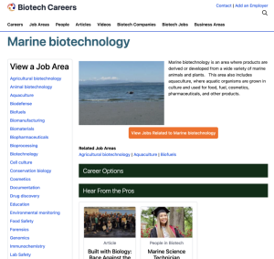 Screenshot for Biotech Careers: Marine Biotechnology