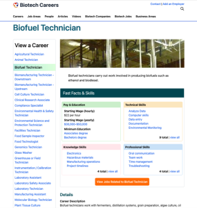 Screenshot for Biotech Careers: Biofuel Technicians