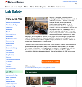 Screenshot for Biotech Careers: Lab Safety