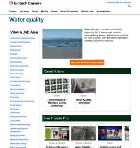 Screenshot for Biotech Careers: Water Quality