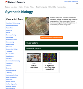 Screenshot for Biotech Careers: Synthetic Biology
