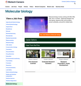 Screenshot for Biotech Careers: Molecular Biology