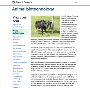 Screenshot for Biotech Careers: Animal Biotechnology