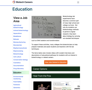 Screenshot for Biotech Careers: Education