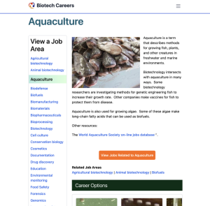 Screenshot for Biotech Careers: Aquaculture