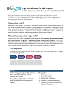 Screenshot for Guide to Logic Models