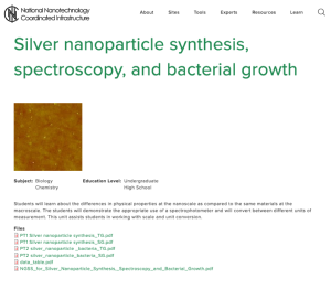 Screenshot for Silver Nanoparticle Synthesis, Spectroscopy, and Bacterial Growth