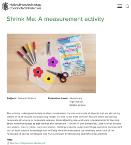 Screenshot for Shrink Me: A Measurement Activity