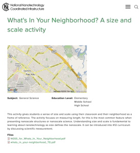 Screenshot for What's In Your Neighborhood? A Size and Scale Activity