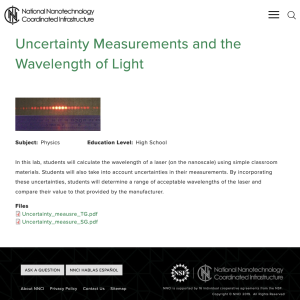 Screenshot for Uncertainty Measurements and the Wavelength of Light