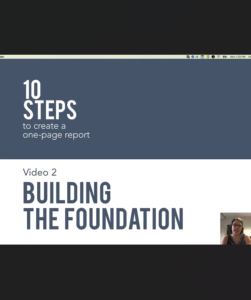 Screenshot for One-Page Reports: Building the Foundation (2 of 4)