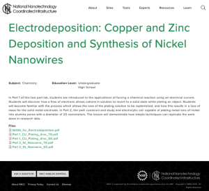 Screenshot for Electrodeposition: Copper and Zinc Deposition and Synthesis of Nickel Nanowires