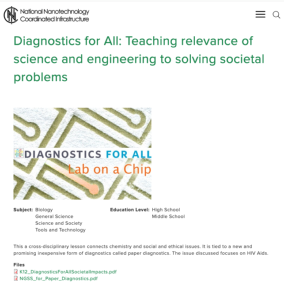 Screenshot for Diagnostics for All: Teaching Relevance of Science and Engineering to Solving Societal Problems