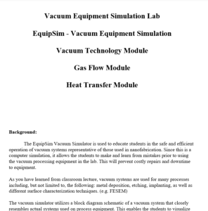 Screenshot for EquipSim Vacuum Equipment Simulation Lab