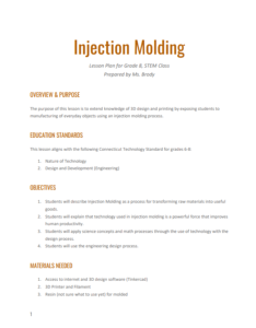 Screenshot for Middle School Injection Molding Lesson Plan