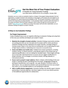 Screenshot for Get the Most Out of Your Project Evaluation: A Checklist for Using Evaluation Findings