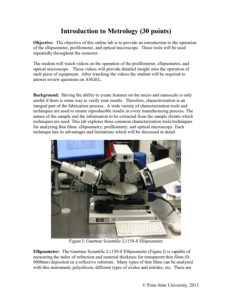 Screenshot for Introduction to Metrology Lab