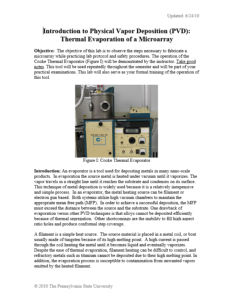 Screenshot for Introduction to Physical Vapor Deposition (PVD): Thermal Evaporation of a Microarray