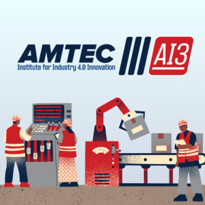 AMTEC Logo with graphics of manufacturing workers