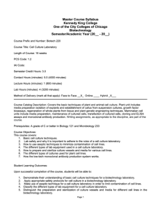 Screenshot for Biotech 220: Cell Culture Laboratory