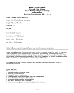 Screenshot for Biotech 230: Molecular Biology Techniques