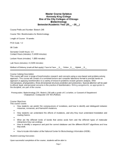 Screenshot for Biotech 245: Bioinformatics for Biotechnology