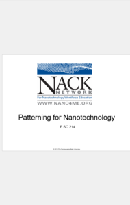 Screenshot for E SC 214: Patterning for Nanotechnology