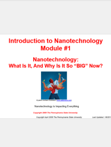 Screenshot for Introductory Level Nanotechnology Modules