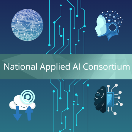 Image of NAAIC's logo and graphics of artificial intelligence and circuit boards
