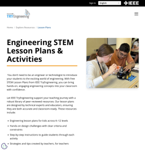Screenshot for Institute of Electrical and Electronics Engineers Lesson Plans