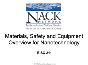 Screenshot for E SC 211: Materials, Safety, and Equipment Overview for Nanotechnology