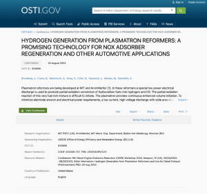Screenshot for Hydrogen Generation From Pasmatron Reformers: A Promising Technology for NOx Adsorber Regeneration and Other Automotive Applications