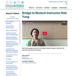 Screenshot for Bridge to Biotech Instructor Rob Yung